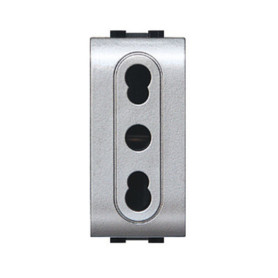 LIFE 4045 TEC PRESA BIPASSO 10\16A ARGENTO SATINAT