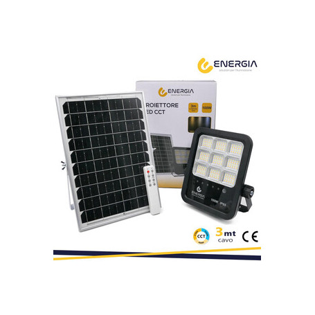 PROIETTORE C\PANNELLO SOLARE 100W 1100LM CCT TELECOM