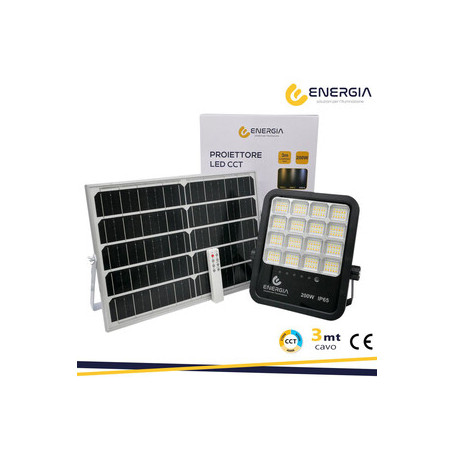 PROIETTORE C\PANNELLO SOLARE 200W 2200LM CCT TELECOM