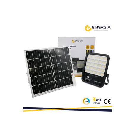 PROIETTORE C\PANNELLO SOLARE 300W 3300LM CCT TELECOM