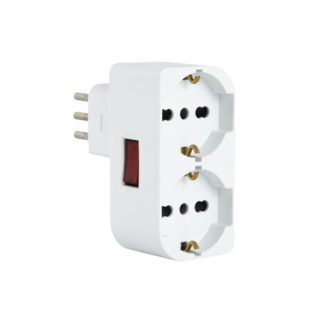 ADATTATORE SPINA 10A  2 PRESE UNIV. SALVASP C\INT.