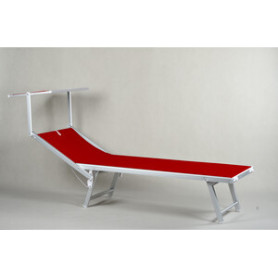 C LETTINO IN ALLUMINIO PLAYA C\PARASOLE ROSSO