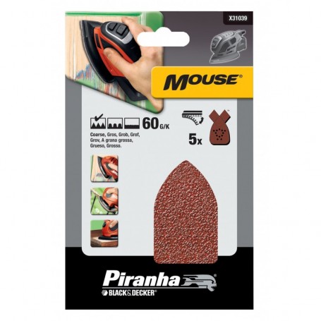 PIRANHA X31039 5 FOGLI VELCRO X MOUSE GR.60