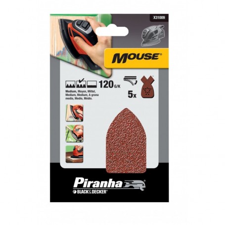PIRANHA X31009 5 FOGLI VELCRO X MOUSE GR.120