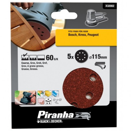 PIRANHA X32002  5 DISCHI VELCRO 115 GR.60
