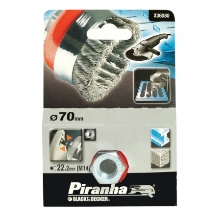 PIRANHA X36080 SPAZZOLA ACCIAIO A TAZZA D.65