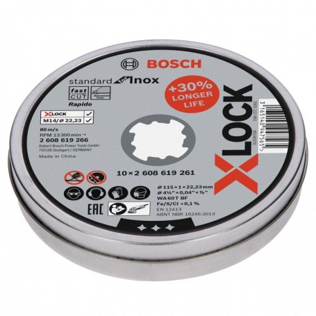 BOSCH-B 10 DISCHI PER INOX 'X-LOCK'MM.115X1