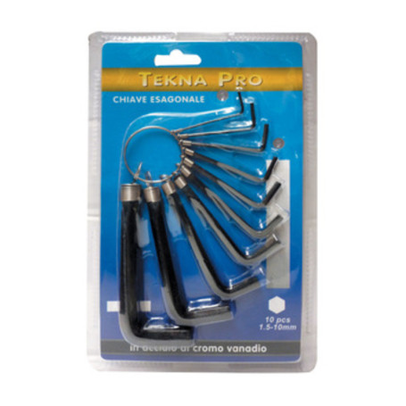 SERIE 10 CHIAVI ESAGONALI TEKNA PRO C\ANELLO NERO