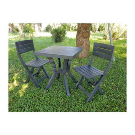 SET DUETTO RESINATAVOLO + 2 SEDIE ANTRACITE