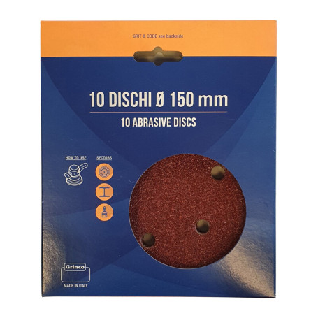 DISCO ABRASIVO VELCRO 6 FORI D 150 MM GR  40 CF 10