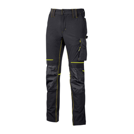 U-POWER PANTALONE ATOM SLIM FIT NERO-GIALLO TG.XL