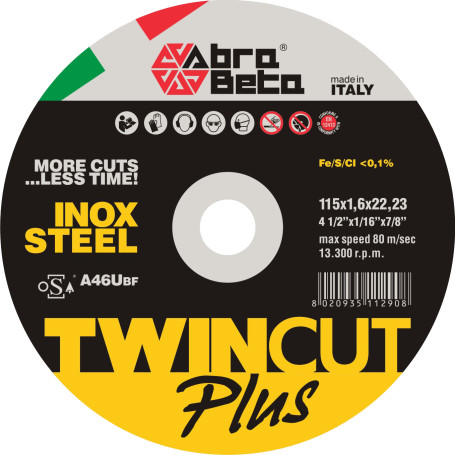 ABRABETA DISCO P\FERRO TWIN CUT PLUS 115X1