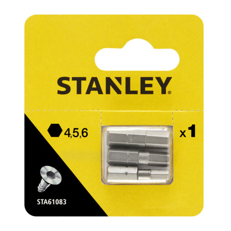 STANLEY STA61083 3 INSERTI MM.25 ES. 4-5-6