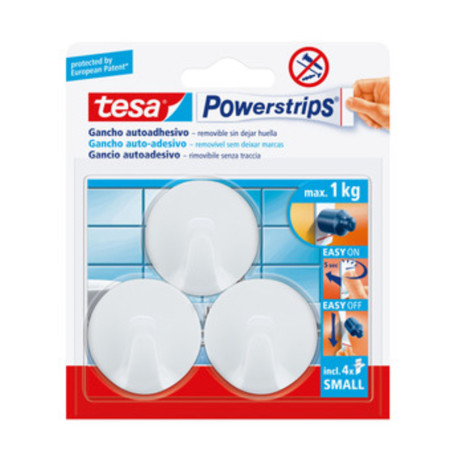 GANCIO ADESIVO TESA POWERSTRIPS TONDO BIANCO 3 PZ