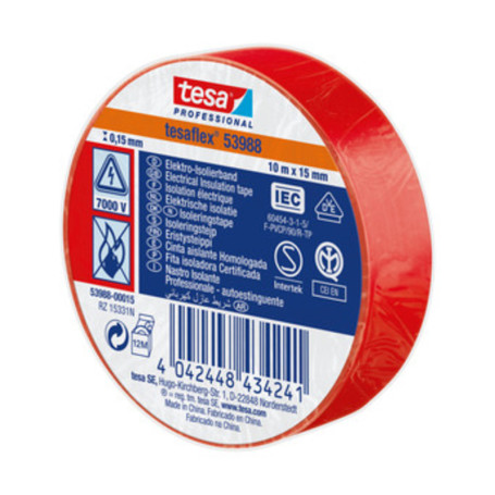 NASTRO ISOLANTE CERTIFICATO ROSSO 10MTX15MM
