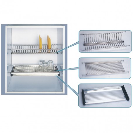 MENSOLE COLAPIATTI INOX C\VASCHETTA CM. 56
