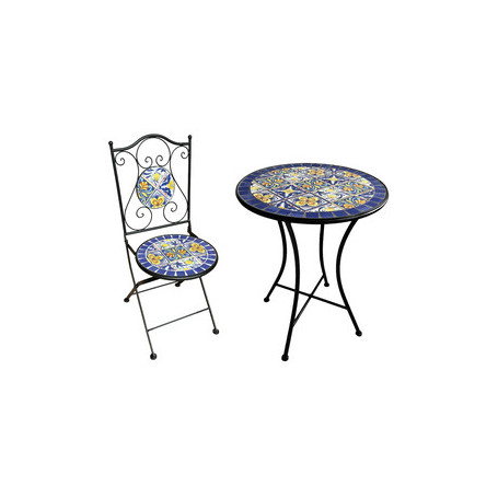 C SET TAVOLO TONDO MOSAICO C\2 SEDIE CANNES