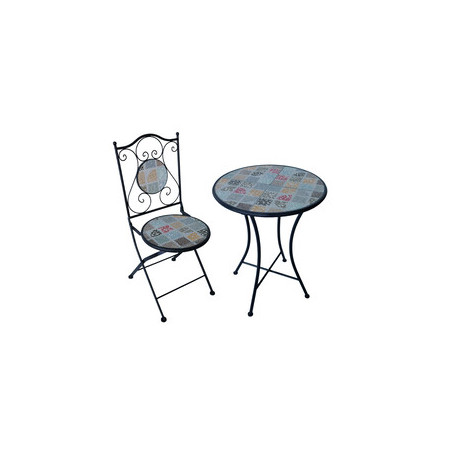 C SET TAVOLO TONDO MOSAICO C\2 SEDIE VILLEFRANCHE