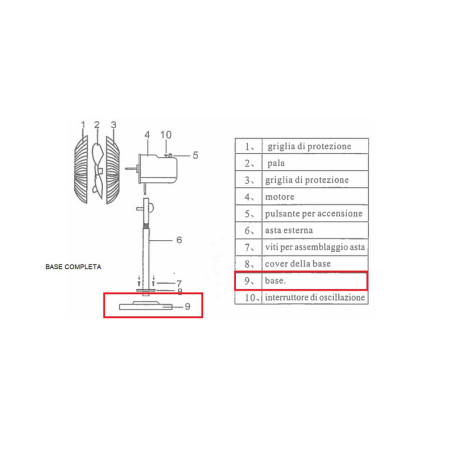 R BASE COMPLETA X VENTILATORE A PIANTANA CM.45 FS-1803 TORNADO