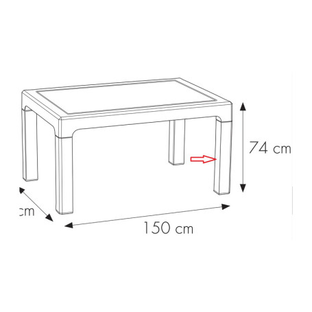 R PIEDE X TAVOLO HOUSTON RESINA 150X90XH74 CM ANTRACITE
