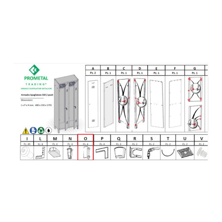 R PARTICOLARE (OX4 )XARMADIO SPOGLIATOIO A 2 POSTI IN KIT C\SERRATURA