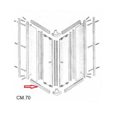 R PROFILO INFERIORE  LATO 70 X BOX DOCCIA CRISTALLO TRASP.MM.6 CM.70X90LUSSO
