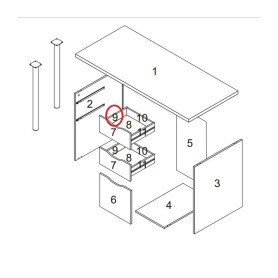 R LATERALE CASSETTO NR.9 X KIT SCRIVANIA ATHENA CM.138X60X74H BIANCO