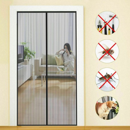 ZANZARIERA IN POLIESTERE PER PORTE CON MAGNETI cm 120 x 250 - col. nero