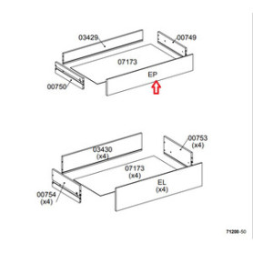 R FRONTALE EP X KIT CASSETTIERA 5C NOVA 77X40X107 BIANCA