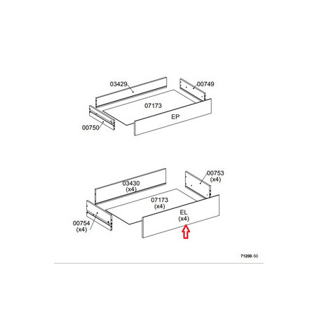 R FRONTALE EL X KIT CASSETTIERA 5C NOVA 77X40X107 BIANCA