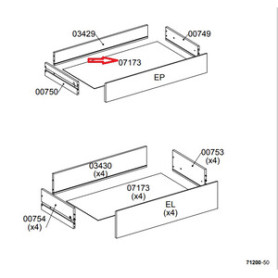 R FONDO CASSETTO 07173 X KIT CASSETTIERA 5C NOVA 77X40X107 BIANCA