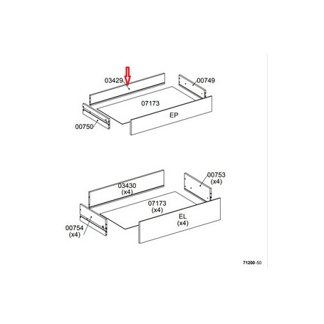 R POSTERIORE CASSETTO 03429 X KIT CASSETTIERA 5C NOVA 77X40X107 BIANCA