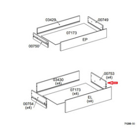 R LATERALE CASSETTO 00753 X KIT CASSETTIERA 5C NOVA 77X40X107 BIANCA