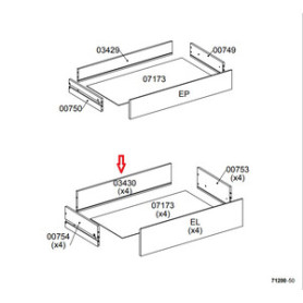 R POSTERIORE CASSETTO 03430 X KIT CASSETTIERA 5C NOVA 77X40X107 BIANCA