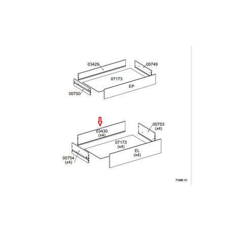 R POSTERIORE CASSETTO 03430 X KIT CASSETTIERA 5C NOVA 77X40X107 BIANCA