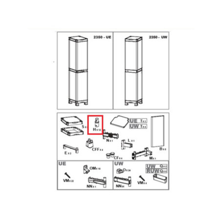 R SUPPORTO H X  ARMADIO TERRY WAVE 1A  2350RUW