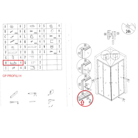 R CP PROFILI H X BOX DOCCIA CRIST.TRASP.MM.4 CM.80X80 IGLO4