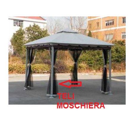 R SET 4 TELI MOSCHIERA P\GAZEBO ACCIAIO SMERALDA 3X3M