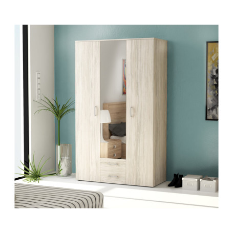 KIT ARMADIO 3 ANTE + 2 CASSETTI SPECCHIO 120X52X200 BIAN\VEN.K083