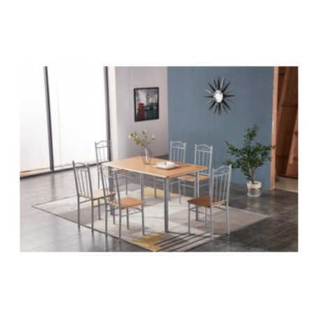 SET TAVOLO C\6 SEDIE 140X80 CM LEGNO CHIARO