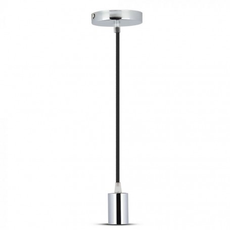 LAMPADARIO LED IN METALLO CROMATO 'CILINDRO' cavo rosa