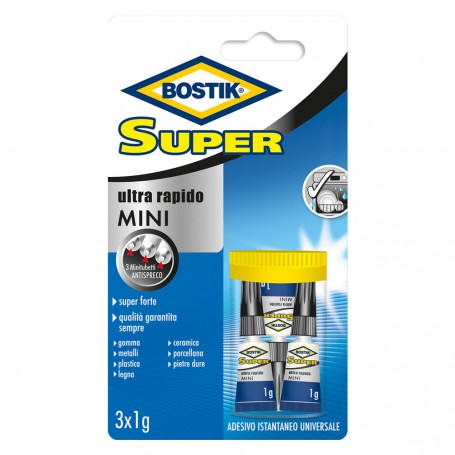 ADESIVO UNIVERSALE 'SUPER MINI' gr. 3 - 3 pz x 1 gr. (clip strip)
