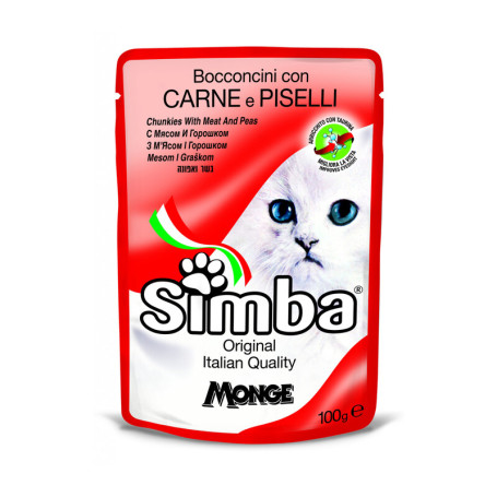 CIBO GATTO MONGE SIMBA 100 G CARNE E PISELLI
