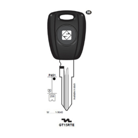 SILCA GT15RTE CHIAVE TRANSPONDER VUOTA OTTONE