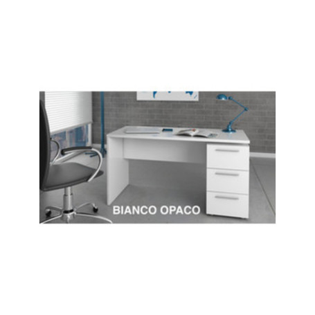 KIT SCRIVANIA STYLUS C\CASSETTIERA 138X60X74 B.CO LAC.