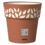 VASO TONDO 'CLOE' ø 15 x h.15 - bianco/travertino