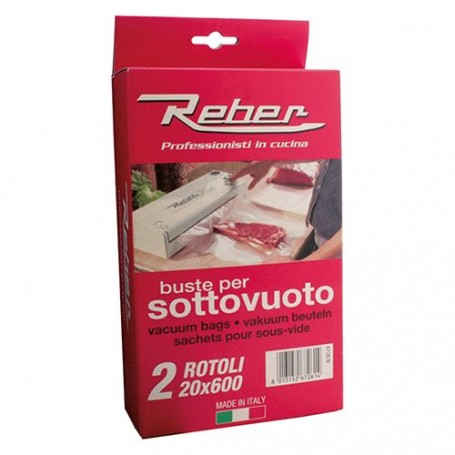 SACCHETTI A ROTOLI PER SOTTOVUOTO N. 2 rotoli cm 20 x 6 mt