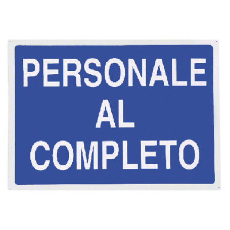CARTELLO  PERSONALE AL COMPLETO  cm 70 x 50
