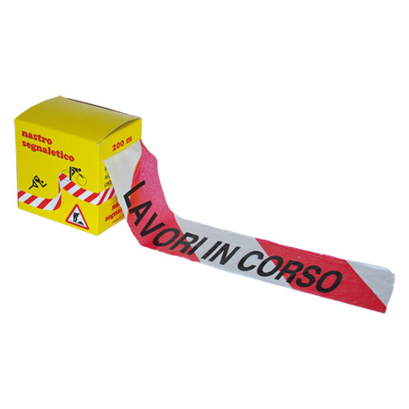 NASTRO SEGNALETICO  LAVORI IN CORSO  cm 7 x mt 200