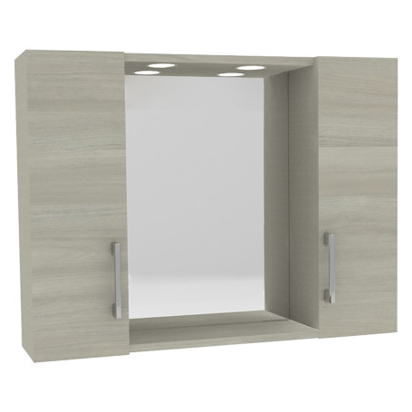 SPECCHIERA DA BAGNO PENSILE DOPPIO  DIA  cm 77 x 16 x h.57 - rovere grigio